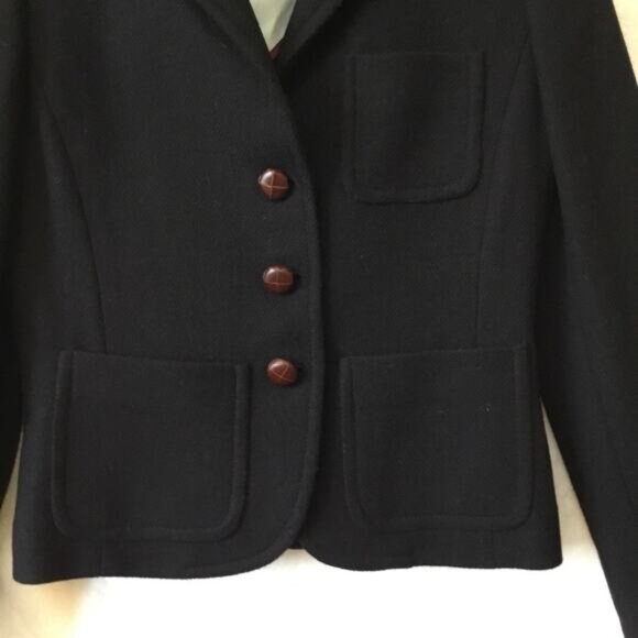 J. Crew Black with Brown Button Wool Blazer - Picture 4 of 15